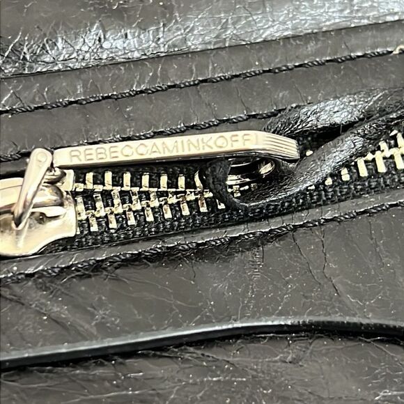 Rebecca Minkoff Black Leather Crossbody Shoulder Bag Tassels Designer Bikercore - Picture 10 of 16